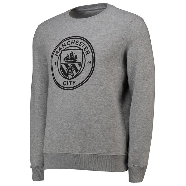 Manchester City Mono Crest Sweatshirt Grey Marl Mens Mcfc